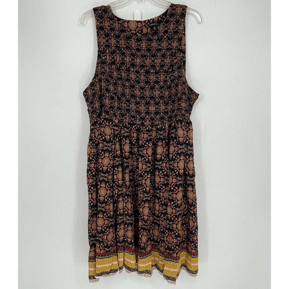 Torrid Women's Black Boho Smocked Sleeveless Mini Dress Size 3X